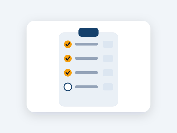 Project bill of materials checklist with hardware quantities